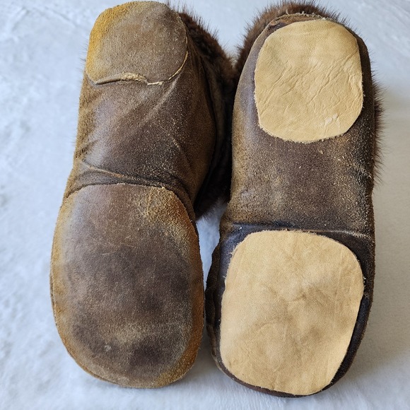 VTG Leather Moccasins Mukluks Native American Made Suede Fur Wool Embroidery 70s - Picture 11 of 16